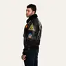 Men’s Genuine Leather Top Gun Bomber Jacket with Patches /  real cowhide leather