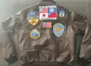 Men’s Genuine Leather Top Gun Bomber Jacket with Patches /  real cowhide leather