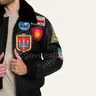 Men’s Genuine Leather Top Gun Bomber Jacket with Patches /  real cowhide leather