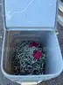 Bucket loaded with used metal chains with few locks very heavy