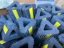 LOT OF 4 Heavy Duty Wheel Chocks,Rubber Wheel Block Non-Slip Base Yellow Reflective Tape *WILL SHIP*