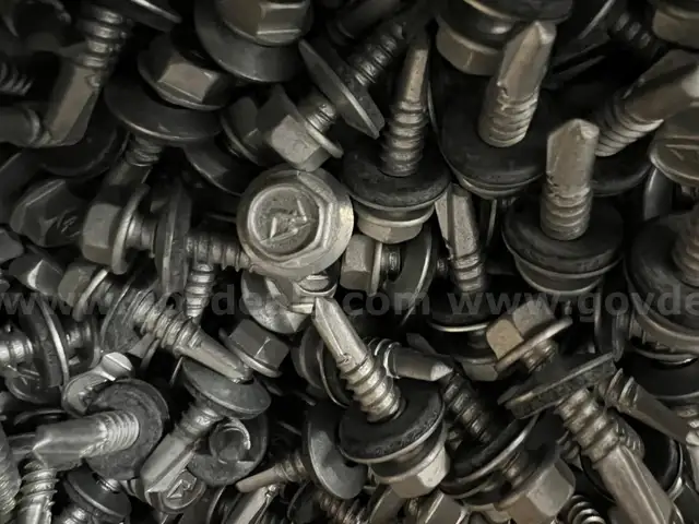 50 PCS HEX WASHER HEAD 1410- 14X1 SELF DRILL COATED SILVER W/BONDED WASHER 3/8"