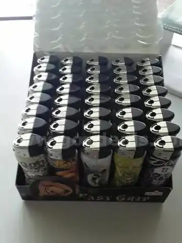 BOX OF 40 REUSABLE NEON GAS LIGHTERS EASY GRIP Lighter -Tattoo Classic FULL SIZE Large,NEW