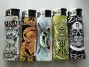 BOX OF 40 REUSABLE NEON GAS LIGHTERS EASY GRIP Lighter -Tattoo Classic FULL SIZE Large,NEW