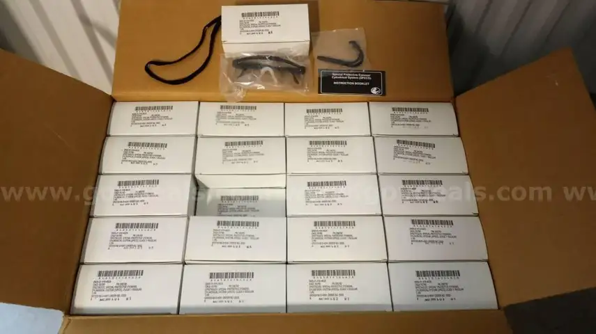 U.S. ARMY SURPLUS ORIGINAL BOX OF 100 GENUINE MILITARY BALLISTIC SAFETY GLASSES CLEAR COLOR NIB MADE IN USA *WILL SHIP*