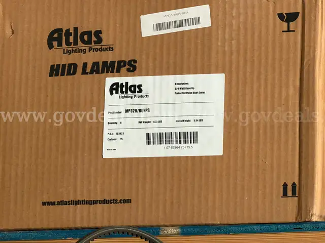 CASE OF 6 COMMERCIAL "ATLAS" HID LAMPS LIGHTNING PRODUCTS 320W PULSE START LAMP MP320/BU/PS  *WILL SHIP*
