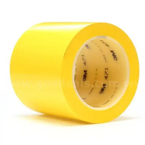 3M™ COMMERCIAL Industrial PACK Vinyl Tape 471, Yellow, 4" in x 36 yd, 5.2 mil