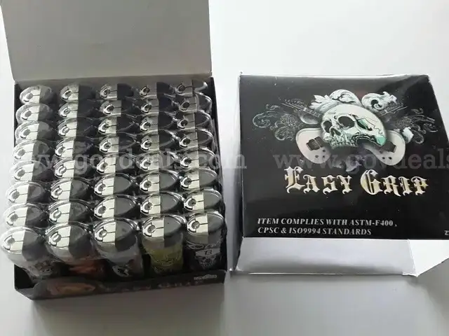 BOX OF 40 REUSABLE NEON GAS LIGHTERS EASY GRIP Lighter -Tattoo Classic FULL SIZE Large,NEW