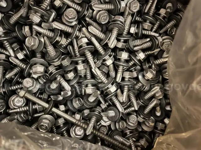 50 PCS HEX WASHER HEAD 1410- 14X1 SELF DRILL COATED SILVER W/BONDED WASHER 3/8"