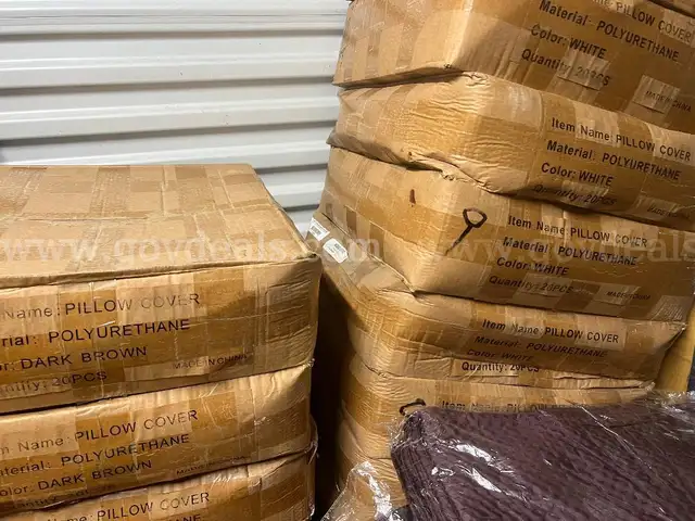 LOT OF 3 BOXES OF 20 Faux Leather Decorative Throw Pillow Covers Modern Outdoor Color Tan,Brown and White NIB