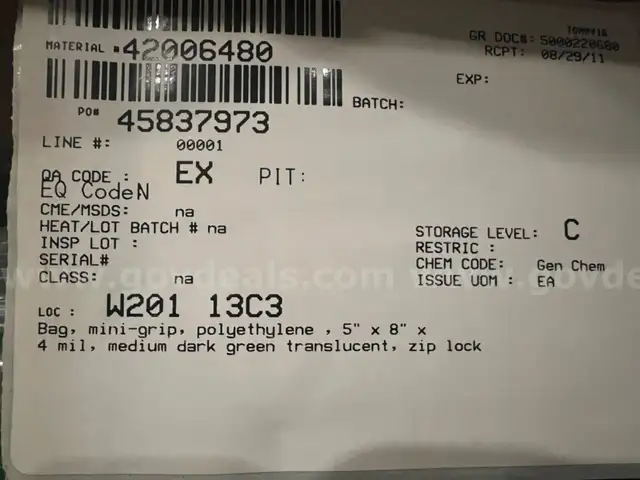 INDUSTRIAL HEAVY DUTY Ontrak zipperlock bags size 5"x8"x4 mil Green 1000 pcs NIB