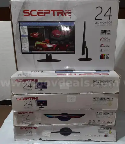 LOT of 5 - SCEPTRE 24 inch LED Ultra Slim Pro Monitor Full HD 1920x1080 HDMI 100Hz Adaptive Sync 24" 24in