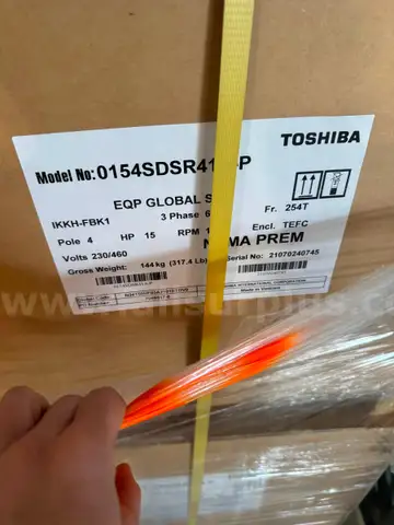 Toshiba 15-HP Polyphase AC Induction Motor, 11Kw, 230/460V Variable Amp, 3PH, 60Hz,1770/1450, UNUSED, Qty 1