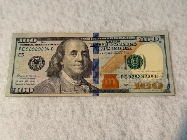$100 bill with cool serial number-see info below
