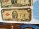 "3" 1928 $2 bills well circulated
