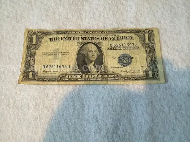 1935 G Silver Certificate with Miscut top error