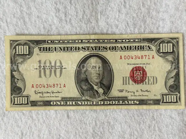 Rare 1966 Red Seal One Hundred Dollar Bill