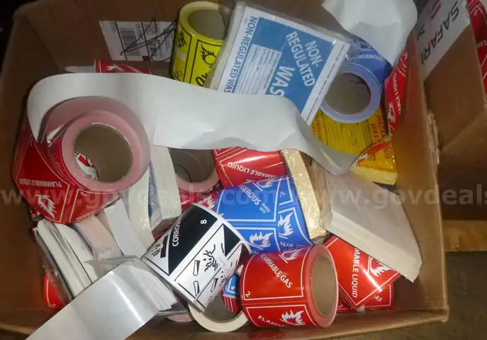 90 rolls of various hazmat stickers