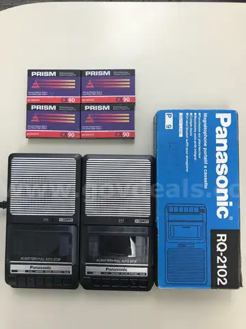 Panasonic RQ-2102 Cassette Player/Recorder (Lot of 2) + 4 New Cassette Tapes
