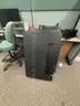 Lot of standing desk converters and office supplies