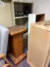 Lot of standing desk converters and office supplies