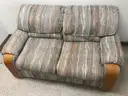 Love Seat, Cloth, Overstuffed, Wood Trim, 64&#x22; W x 36&#x22; D x 32&#x22; H