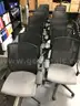Chairs, office desk, gray fabric seats w/ mesh backs, multi-adjustable (Lot of 15) + (9) Misc. office desk chairs