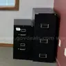 office furniture lot, desks, chairs, filing cabinets, phones, bookshelf, credenza