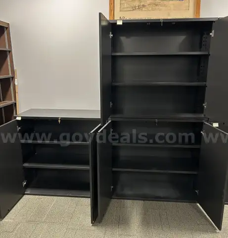 black 3-shelf cabinets