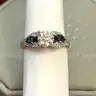 Platinum Engagement Ring &#x2013; 0.90ct GIA Round Diamond (G/SI2) + Sapphires &#x26; Accents
