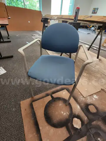 10 Blue and Gray Chairs with Arms