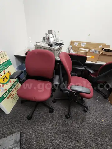 5 Red Roll Chairs with Arms