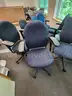 8 Blue and Black Roll Chairs with Arms