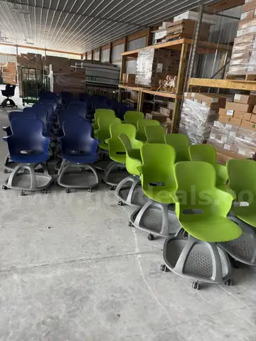 Rolling Student Chairs - blue and green (30 chairs total) P/U BY 10/1/25