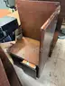 L-shaped desk, bookcase, small filing cabinet, and desktop printer