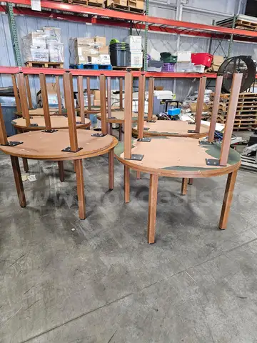 (14) WOODEN TABLES (4FT ROUND)