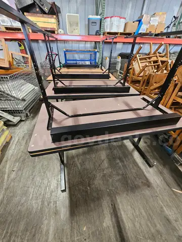 (8) DESK/TABLES (HEIGHT ADJUSTABLE) (5FT LONG)