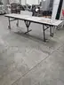 (2) MOBILE FOLDING CAFETERIA TABLES (10FT LONG) (FOOD SERVICE)