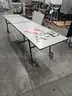(2) MOBILE FOLDING CAFETERIA TABLES (10FT LONG) (FOOD SERVICE)
