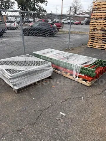 THREE SECTIONS OF METAL WAREHOUSE SHELVING