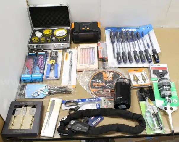 1 Box of Assorted NEW or Lightly Used Items/Tools/Household/Etc., #33890, **PICK UP ONLY**
