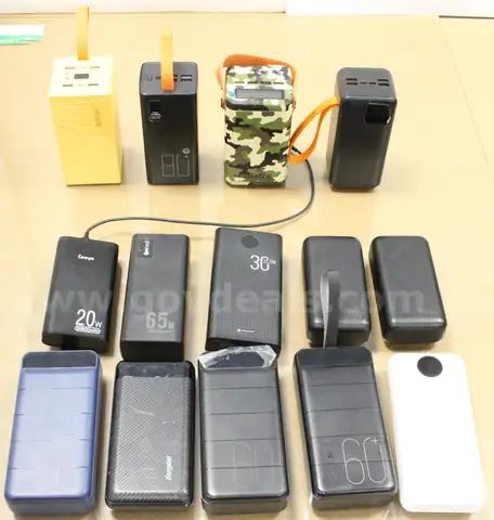 1 Box of Assorted Charger Batteries/Power Stations, #34331, ****PICK UP ONLY***