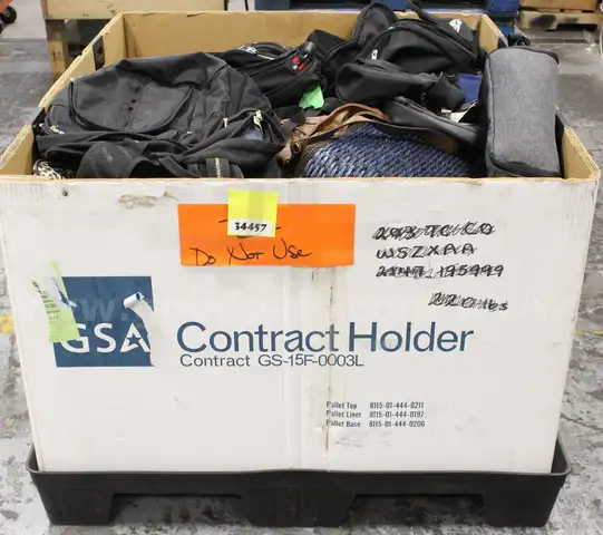 1 Small Tri-Wall of Assorted Bags/Backpacks/etc., #34457, **PICK UP ONLY** **TRI-WALL NOT INCLD**