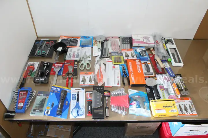 1 Box of Assorted NEW or Lightly Used Items/Tools/Household/Etc., #34026, **PICK UP ONLY**