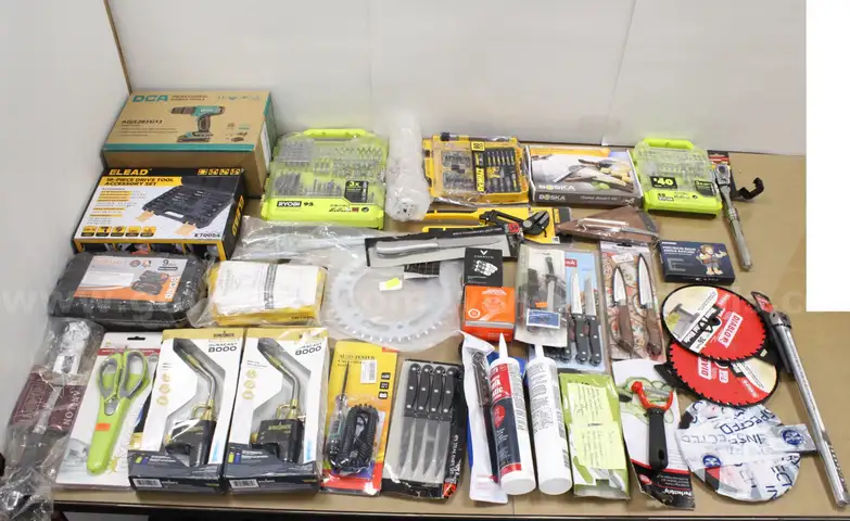 1 Box of Assorted NEW Items/Tools/Household/Etc.,  #34725, **PICK UP ONLY**