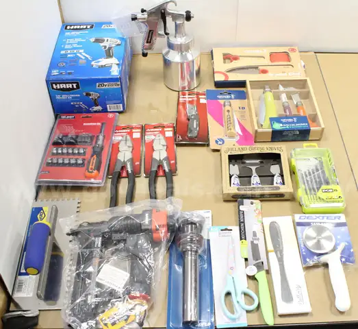 1 Box of Assorted NEW or Lightly Used Items/Tools/Household/Etc., #35035, **PICK UP ONLY**