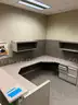 Lot containing office suite pieces, office cubicles, filing cabinets, office chairs.