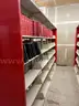Lot containing various sizes, styles, and configurations library book shelving (books included)