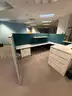 Lot containing (4) office cubicles with workstations, storage, and filing cabinets.