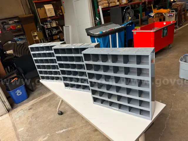 Three Metal Parts Storage Bin Shelves